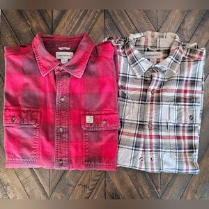 (2) Carhartt Flannel Hubbard Shirts Men's Size Medium